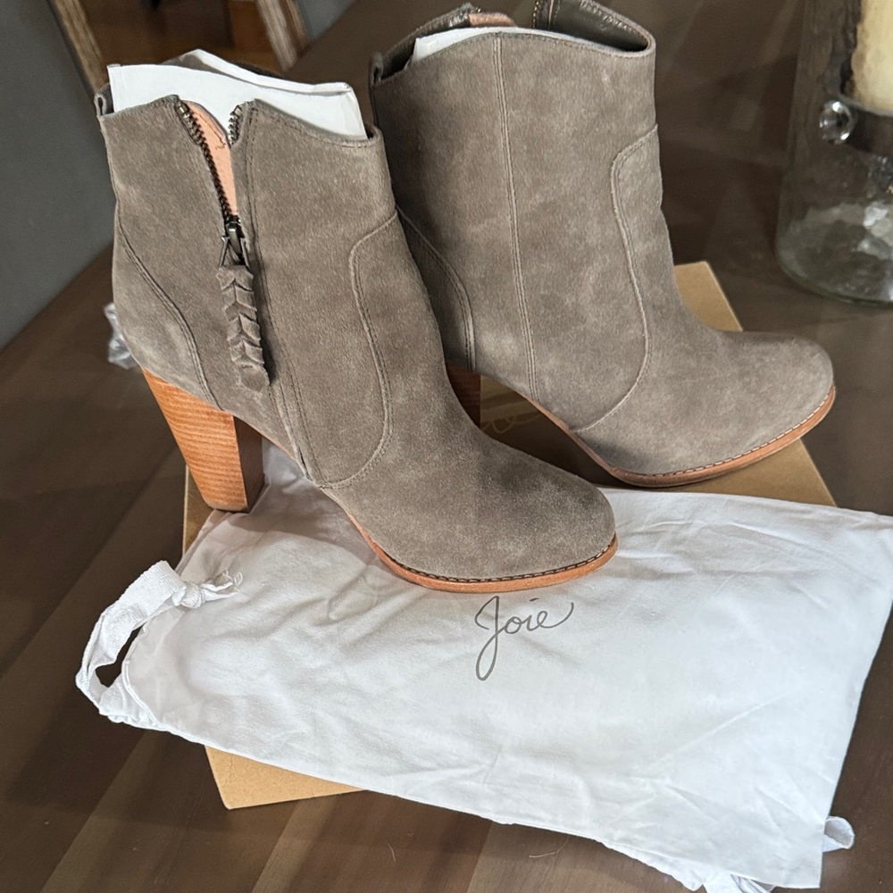 Joie Taupe Suede Heeled Boots